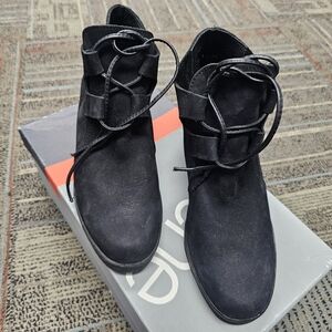 ARCHE Basillic Black Suede Leather Lace Up Boots Sleek Design‎ Size 37